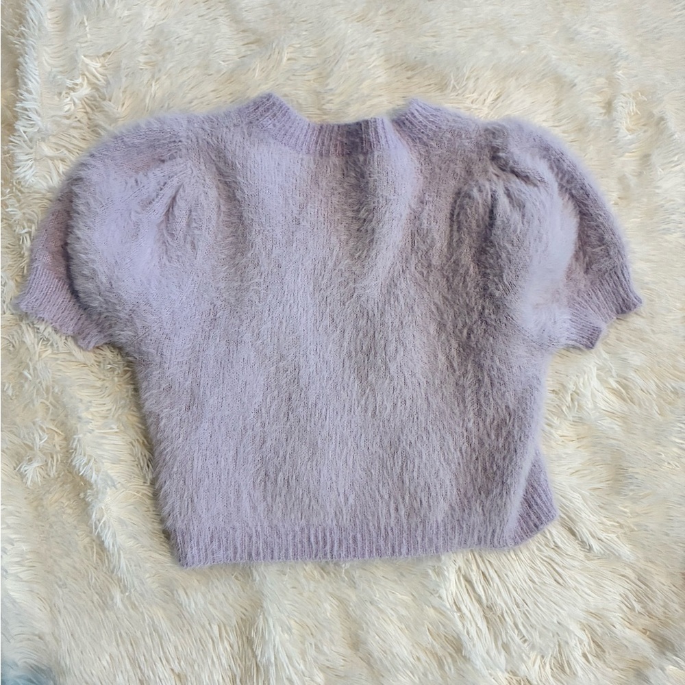 2bella Lavender Fuzzy Crop Cardigan | Soft Girl Button Front | Size Small - Picture 5 of 5